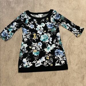 White House Black Market Black and Blue Floral Dress